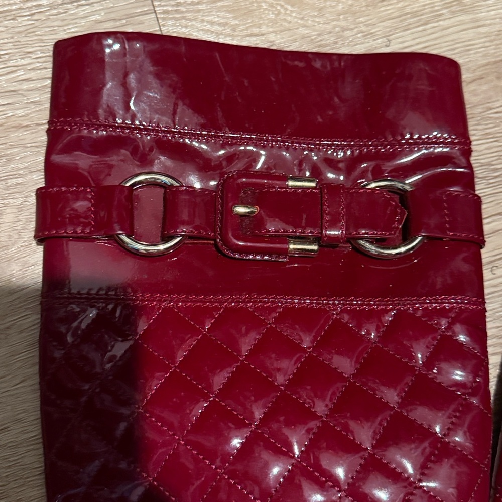 Burberry Burgundy Quilted Heeled Boots - Picture 8 of 14